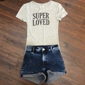 H&M Divided Acid Wash Jean Shorts & Tee - SZ 4